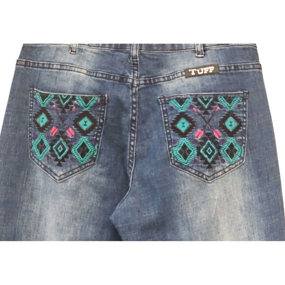 Cowgirl Tuff Fiesta Jeans Size 28X33 Aztec Embroidered Pockets Boot Cut Stretch - Picture 5 of 10